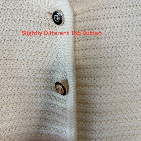 GEMMA + JANE Cotton Blend Rib Knit Button Front Cropped Cardigan Pockets Sz M - Picture 6 of 11